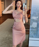 エレガント 透かし彫り セクシー 高級感 谷間魅せ パーティードレス XH2-LQE8123MR418