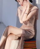 3色 ピカピカ おしゃれ ファッション 着痩せ ロングドレス キャバドレス レディース MY2069