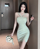 【3色】ミニドレス ストラップ セクシー 谷間魅せ 指名 XH2-MLS7349