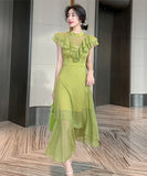 セレブ風 ロングドレス フリンジ エレガント シフォン XH2-JY-1941