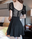 Aライン 体型カバー レース 高見え ミニドレス キャバドレス XY2-YM005