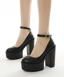 パンプス 痛くない 太ヒール レディース 靴 ストラップ 歩きやすい 黒 MY5029