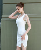 【指名必須】特別デザイン 高見え高品質自社生産ミニドレス二次会宴会  YN2051