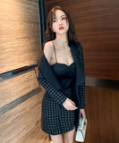 【コート＋ドレス2点セット】ラシャ 千鳥格子 かわいい 新作 ゴージャス キャバスーツ キャバドレス MY2-JY4451