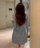 ミニドレス キャバドレス 体型 カバー 千鳥 新作 セクシー 着瘦せ MY2-FYQ-429A2069
