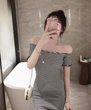 大人 かわいい ストライプ柄 激得 人気 谷間魅せ MY2071