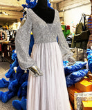 【即日発送可能】【1枚限定】【デザイナー手づくり絶品】ロングドレス パーティードレス キャバドレス キラキラ  YJ017