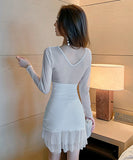 4色 レース 体型カバー 着痩せ 大人 かわいい sexy girl キャバドレス ミニドレス MY2148-MLS5195