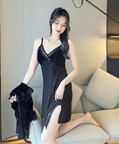 【4色・2点セット】大人かわいい セクシー Ⅴネック レース パジャマ ルームウェア MY8014