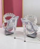 3色  size22.5cm-24.5cm 透明 ピカピカ スリッパ 脚長効果 ハイヒール YN5010