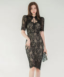 【ホワイト/ブラック】キャバドレス パーティードレス 新作 レース ゴージャス MY2-ZED887329A71