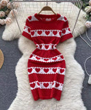 【4色】ミニドレス ニット ハート 柄 かわいい 新作 セクシー MY2-MLS6204