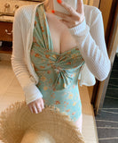 ワンショルダー 花柄 かわいい 韓国スタイル 体型カバー 水着 MY7011