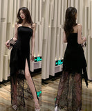 レース フリル 肌見せ 高見え 谷間魅力 レディース キャバドレス ロングドレス MY2036