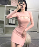 長袖 かわいい えちえち 谷間 魅力 指名 同伴 キャバドレス ミニドレスMY2079