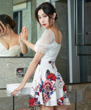 ミニドレス 花柄 かわいい 肌見せ 新作 Aライン キャバドレス 指名 MY2-XYD2186