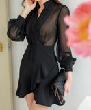 ミニドレス キャバドレス 新作 透け感 レース MY2-ZED889384C415