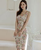 花柄 リボン 大人かわいい 清楚感 レディース 超人気 パーティードレス ロングドレス MY2156-MLS5409