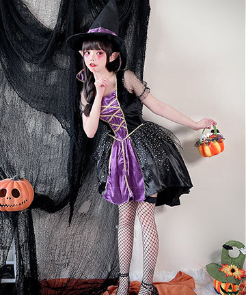 4点セット】コスプレ ハロウィン 魔女 可愛い ミニドレス XH2-XJ8529