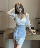 キャバドレス ミニドレス 大人かわいい 谷間魅せ フリル キャバクラ YN2169-YM8546