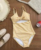 2色 チェック柄 かわいい 清楚感 タンキ二 モノキニ ビキニ MY7-BY2397