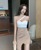 セクシー オフショルダー スプリットヒップ ドレス デザイン センス ZD2517-YM8601