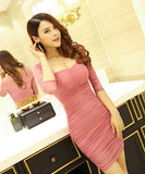 4色 タイト ドレス 目線ゲッ トセクシー 谷間魅せ ミニドレス XY2-YM007