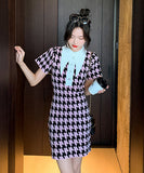 【2色】ミニドレス キャバドレス 千鳥格子 かわいい 新 作ゴージャス MY2-SX9109