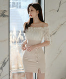 ミニドレス キャバドレス かわいい 新作 オフショルダー MY2-ZED885099GT525