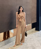 【上下2点セット】ワイドパンツ リボン かわいい 新作 夏 ゴージャス MY2-JY3953