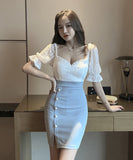 キャバドレス ミニドレス 大人かわいい 谷間魅せ フリル キャバクラ YN2169-YM8546