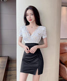 2色 花柄 レース 高見え ゴージャス えちえち セクシー 新作 ミニドレス キャバドレス MY2-MLS7030