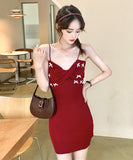 【4色】ミニドレス キャバドレス リボン かわいい ニット MY2-MLS6202