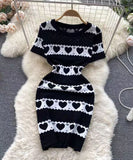 【4色】ミニドレス ニット ハート 柄 かわいい 新作 セクシー MY2-MLS6204