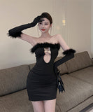 キャバドレス 透かし彫り ふわふわ 大人可愛い ユニーク 宴会 ナイトクラブ XH2-LQE9413BF05