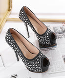 キャバ パンプス ハイヒール  ダイヤモンド付き YN5002