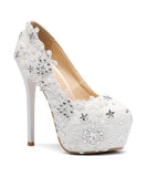 レース 刺繍 披露宴 ハイヒール パンプス かわいい MY5008