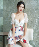 ミニドレス 花柄 かわいい 肌見せ 新作 Aライン キャバドレス 指名 MY2-XYD2186