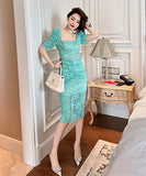 レース スクエアネック 宴会 ダイヤモンド 着瘦せ 高級感 XH2-JY20133