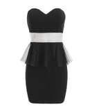 2色ブラック・ホワイト フリル 体型カバー 着瘦せ ミニドレス キャバドレス オフショルダーYN2227-YM8577