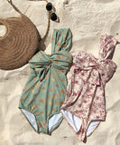 ワンショルダー 花柄 かわいい 韓国スタイル 体型カバー 水着 MY7011