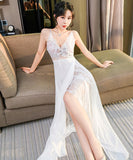 高級感 刺繡 レース セクシー 肌見え 指名 透けてデザインロングドレス キャバドレス MY2045