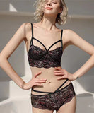 【４色】可愛い 上下セット ブラ 下着 花柄 レース XH9-XQ8002