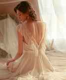 【２色】レース パジャマ 可愛い Ⅴネック リボン セクシー ホームウェア XH8-GR730