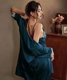 【2点 ドレス+コート】セクシー ランジェリー 大きいサイズ ベビードール シースルー レース Tバッグ セット XY-XE-2127