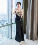 刺繡 レース 高級 レディース 肌見せ 谷間魅力 同伴 ロングドレス キャバドレス MY2039-XYD2136