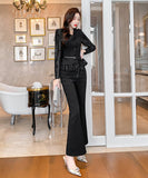 【上下セット】ワイドパンツ着瘦せ キャバスーツ 新作 高級感 MY2-JY5236