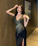 ロングドレス パーティードレス レース 刺繡 ゴージャス 指名注目 MY2-YM9083