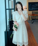 【即日発送】ベージュ色 ミニドレス レース かわいい 新作 フリル アフター MY2-TB001