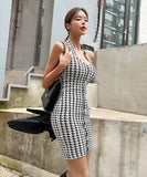 ミニドレス キャバドレス 千鳥格子 新作 ニット MY2-MLS6207